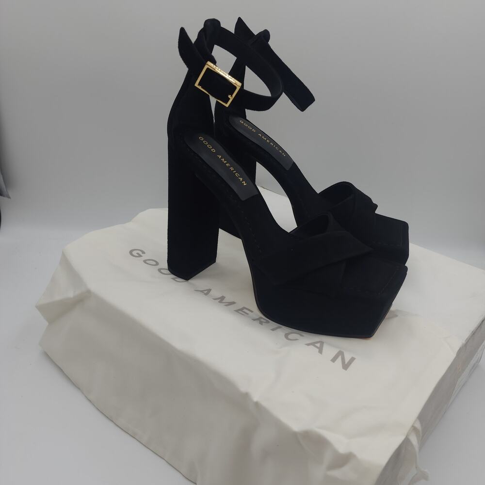Good American Black Platform Heels